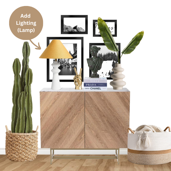 Tricks To Style A Credenza-by-adding-table-lamp