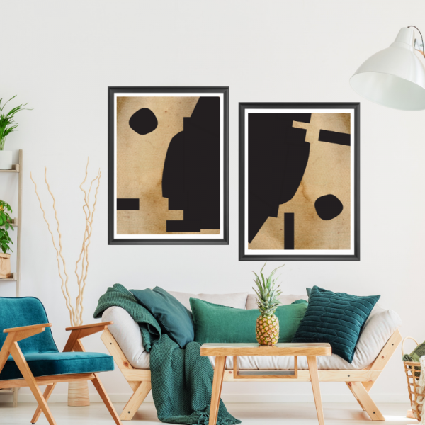 Nordic Brown and Black Abstract Prints-1