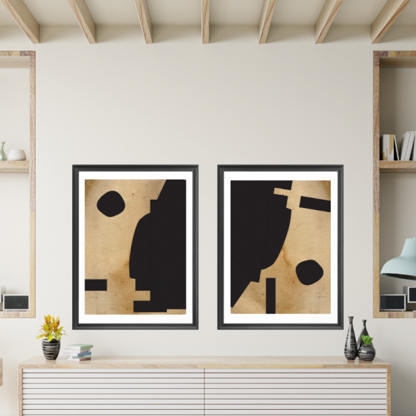 Nordic Brown and Black Abstract Prints-2