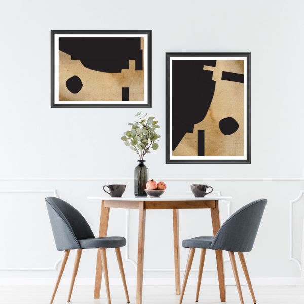 Nordic Brown and Black Abstract Prints-3
