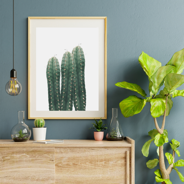monochrome cactus art print-2