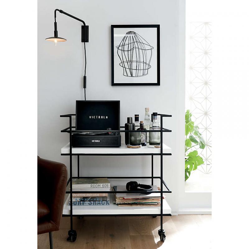Bar cart for decorating a bachelor pad
