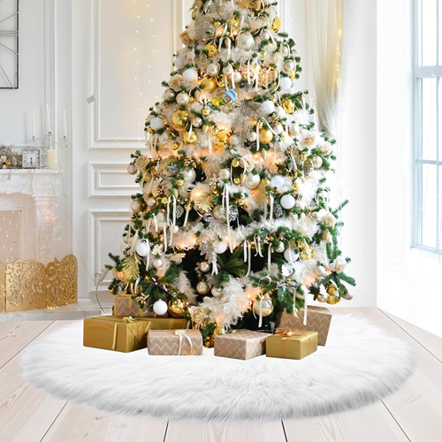 Christmas-Tree-white-Skirt-extra-Large-Wool-Fur