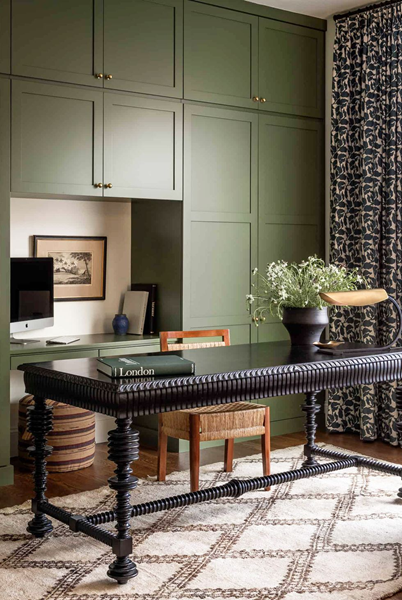 Contemporary-style-desk-with-hunter-green-built-ins
