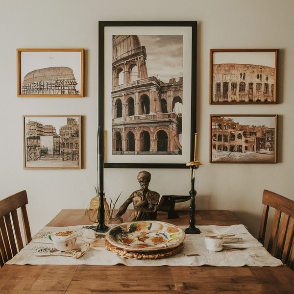 a-dining-room-gallery-wall-with-Rome-photos