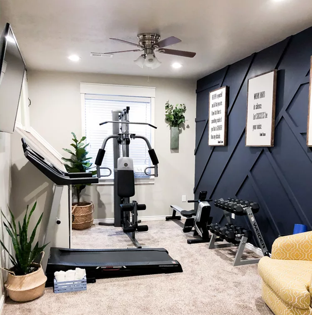 Small-Home-Gym-ideas-with-treadmill-and-bench-press-machine