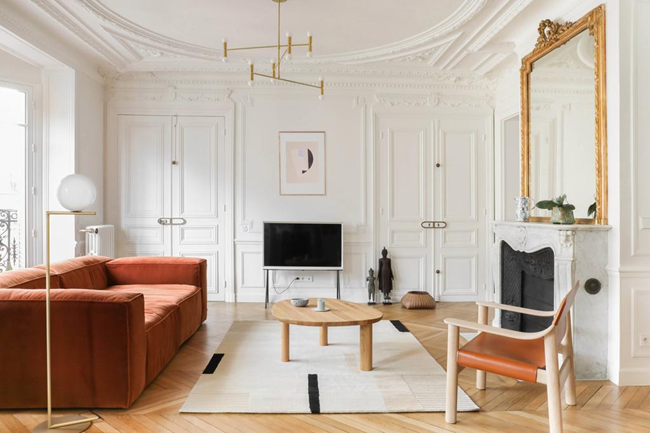 a peaceful Parisian apartment inspired by Japanese minimalism
